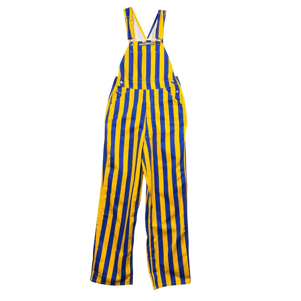 Game Bibs Overalls Unisex XS Blue Yellow Striped Game Day Fan Apparel